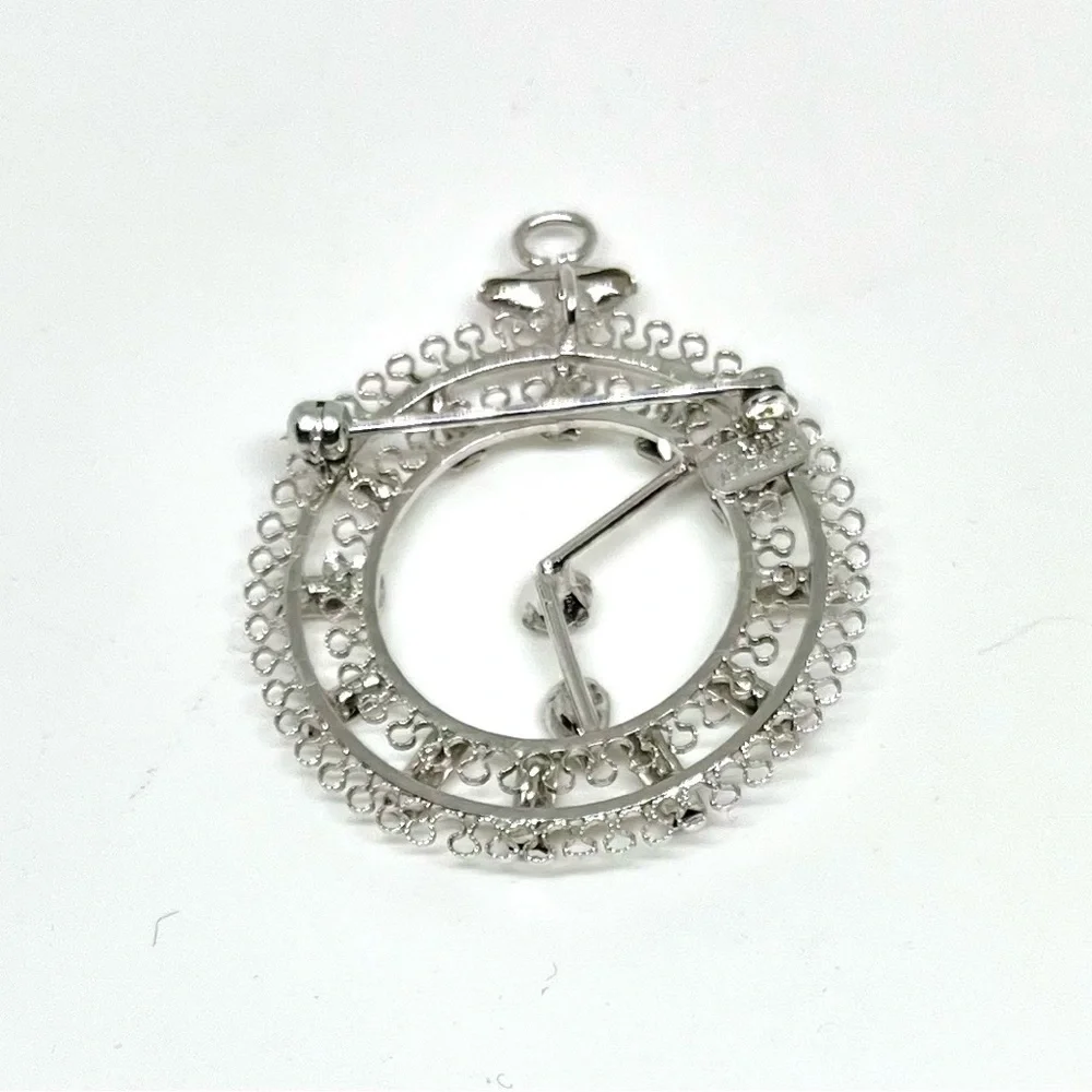 Vintage Sterling Star-Art Clock Brooch/Pendant